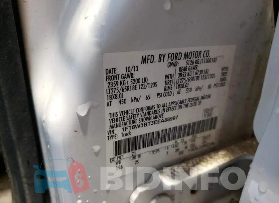 1FT8W3BT3EEA88997 Photo# 12
