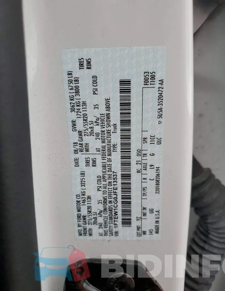 1FTEW1CG0JFE13537 Photo# 12