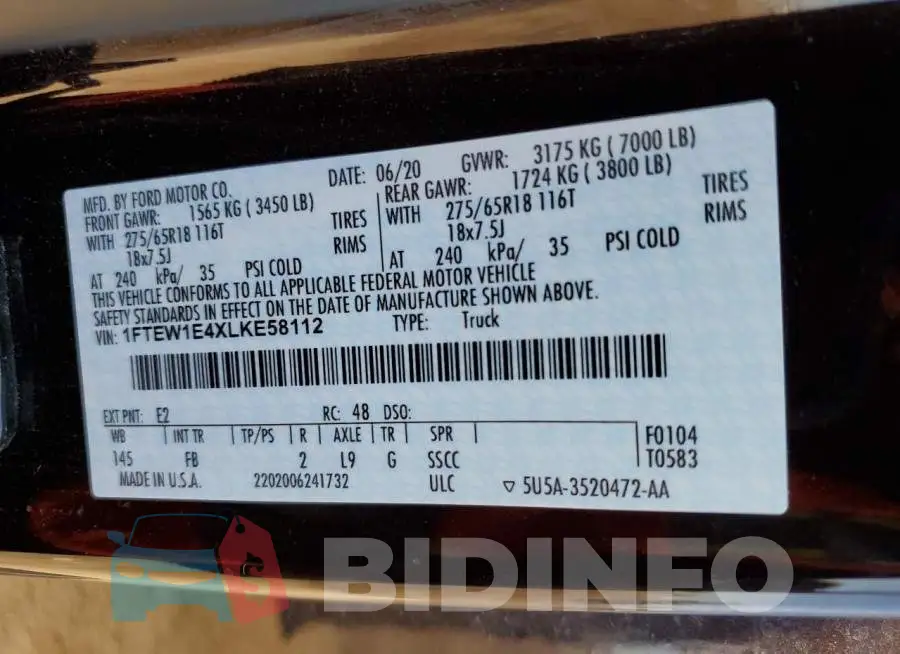 1FTEW1E4XLKE58112 Photo# 12