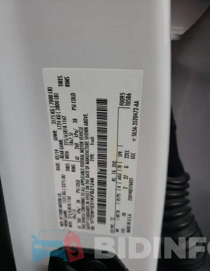 1FTEW1E51KFB21246 Photo# 12