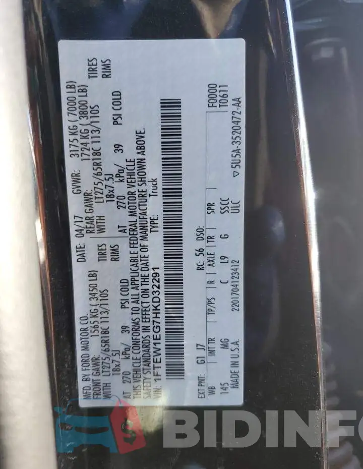 1FTEW1EG7HKD32291 Photo# 12
