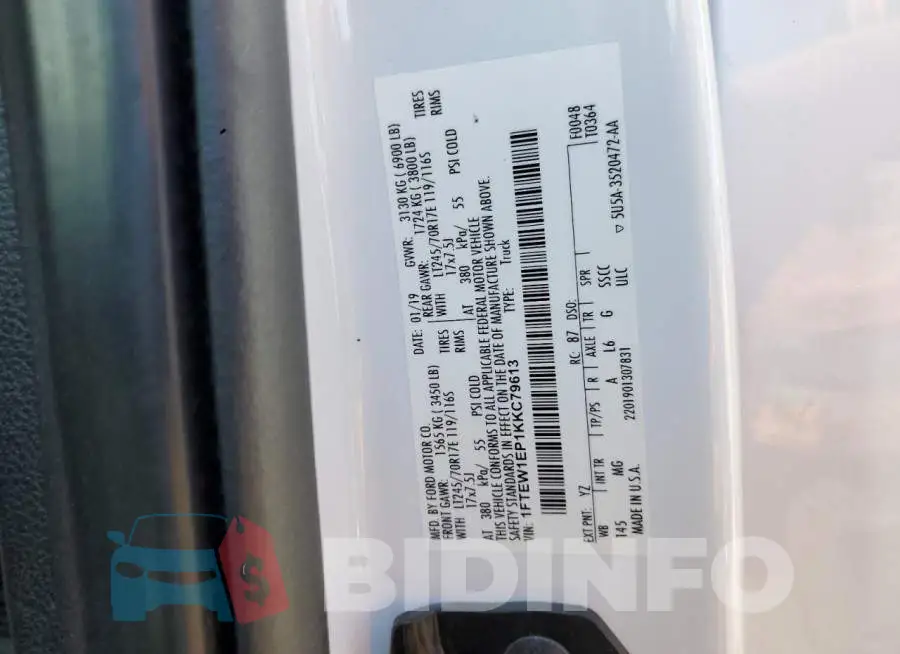 1FTEW1EP1KKC79613 Photo# 12