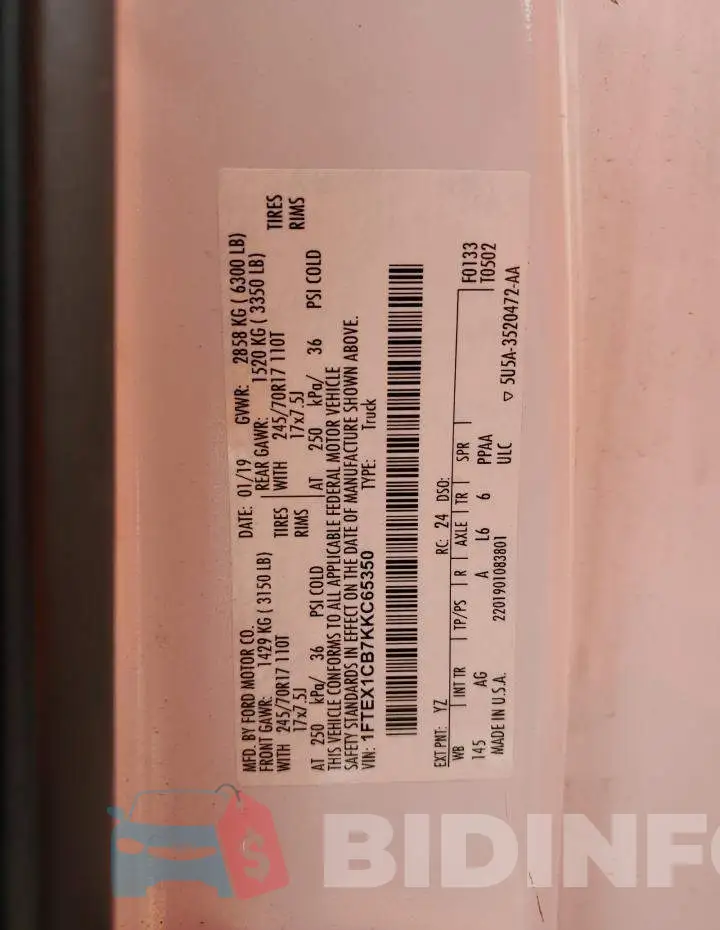 1FTEX1CB7KKC65350 Photo# 12