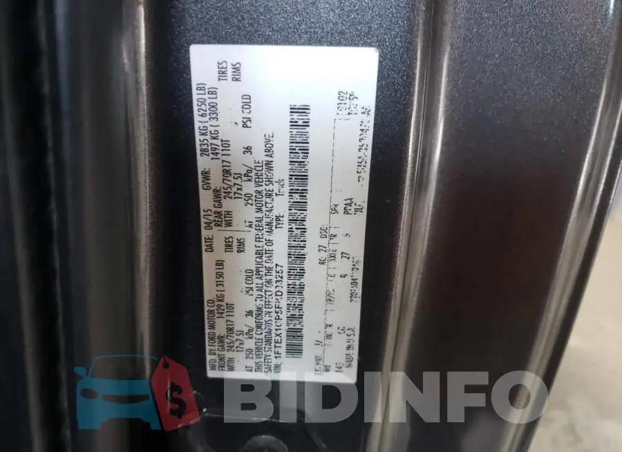 1FTEX1CP5FKD33257 Photo# 12