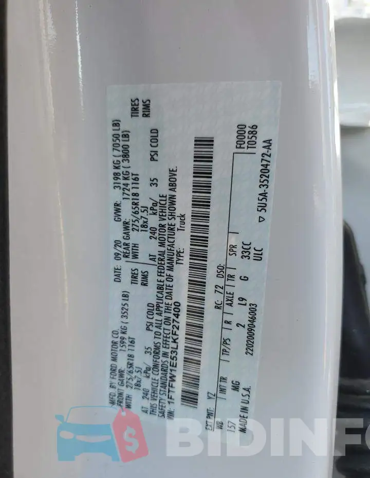 1FTFW1E53LKF27400 Photo# 13