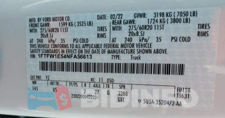1FTFW1E54NFA56613 Photo# 13