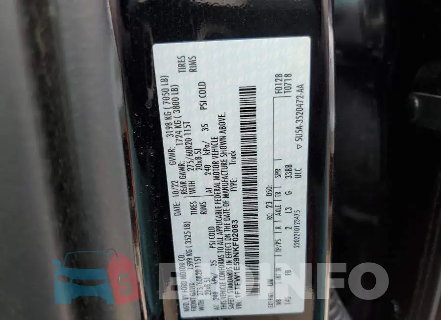 1FTFW1E59NKF02083 Photo# 12