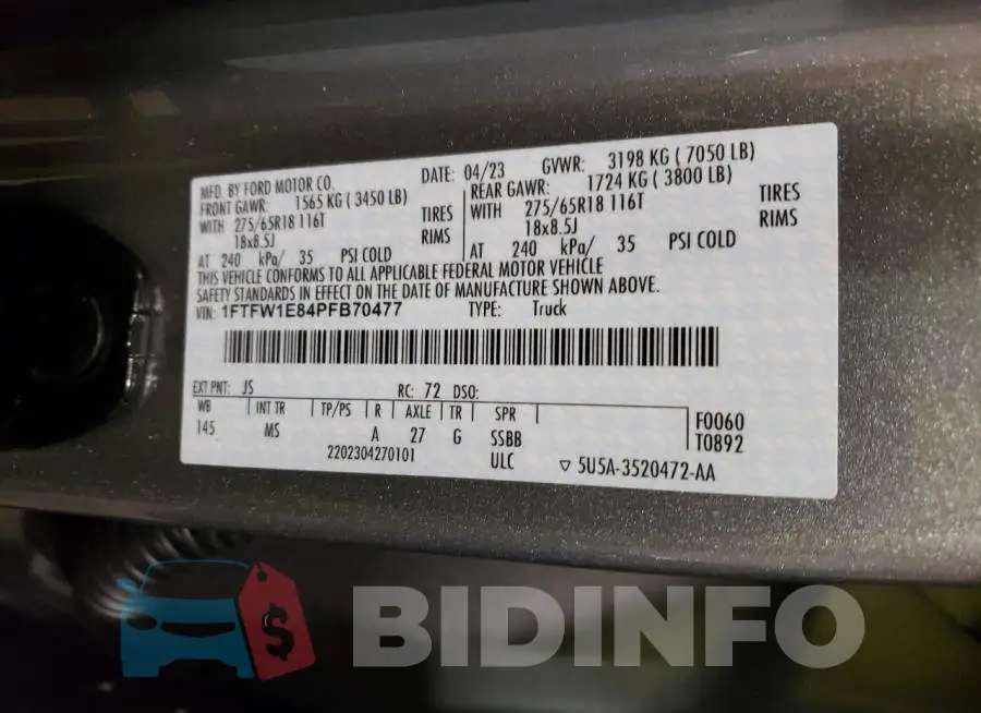 1FTFW1E84PFB70477 Photo# 12