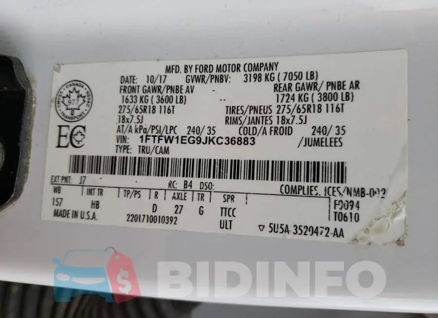 1FTFW1EG9JKC36883 Photo# 12