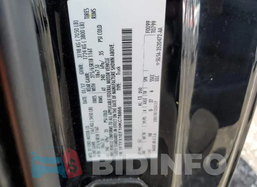 1FTFX1EF1HKC78866 Photo# 12