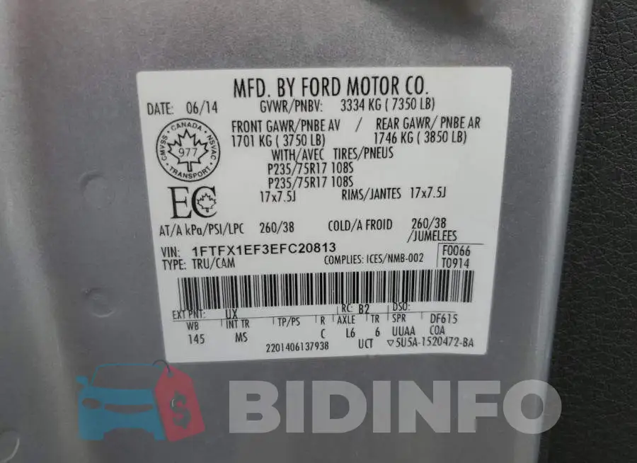 1FTFX1EF3EFC20813 Photo# 12
