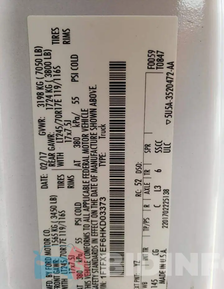 1FTFX1EF6HKD03373 Photo# 12