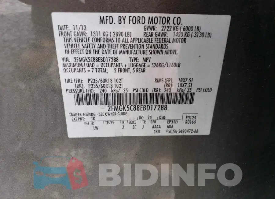 2FMGK5C88EBD17288 Photo# 13