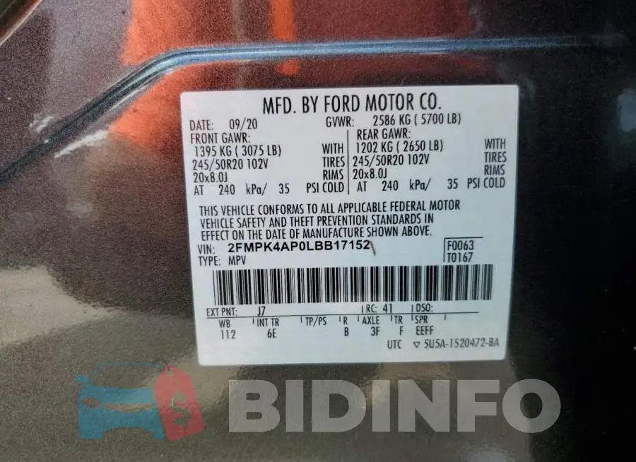 2FMPK4AP0LBB17152 Photo# 13