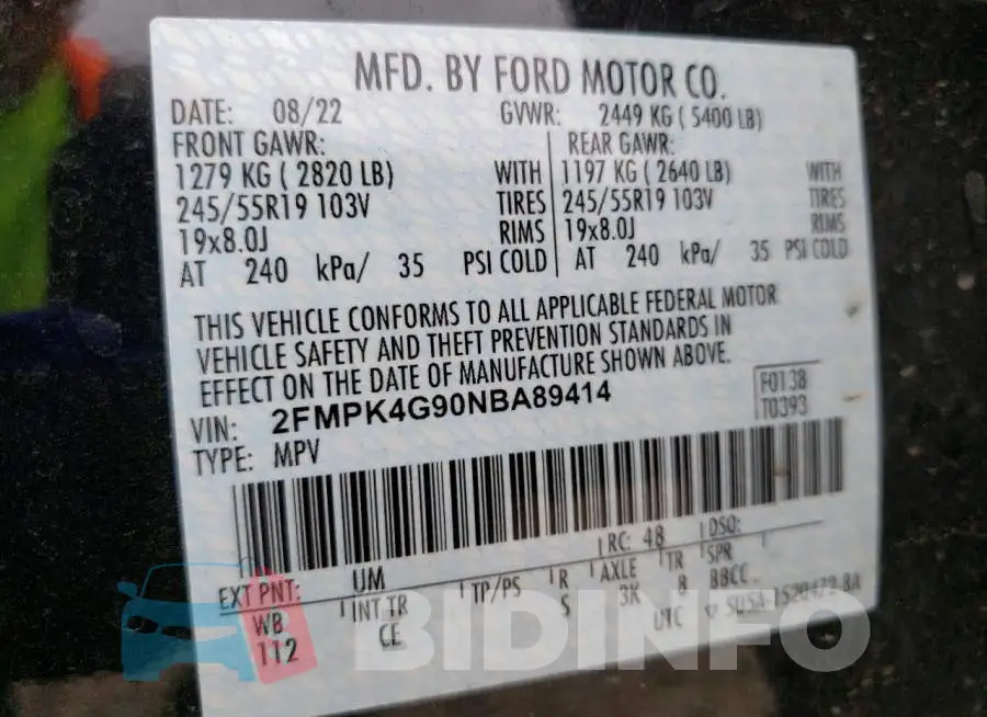 2FMPK4G90NBA89414 Photo# 13
