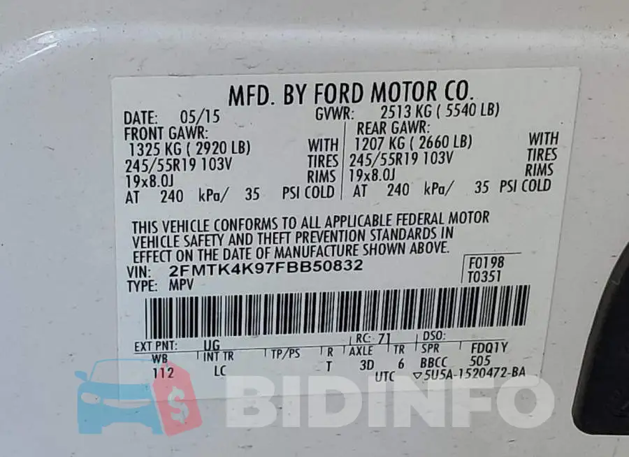 2FMTK4K97FBB50832 Photo# 13