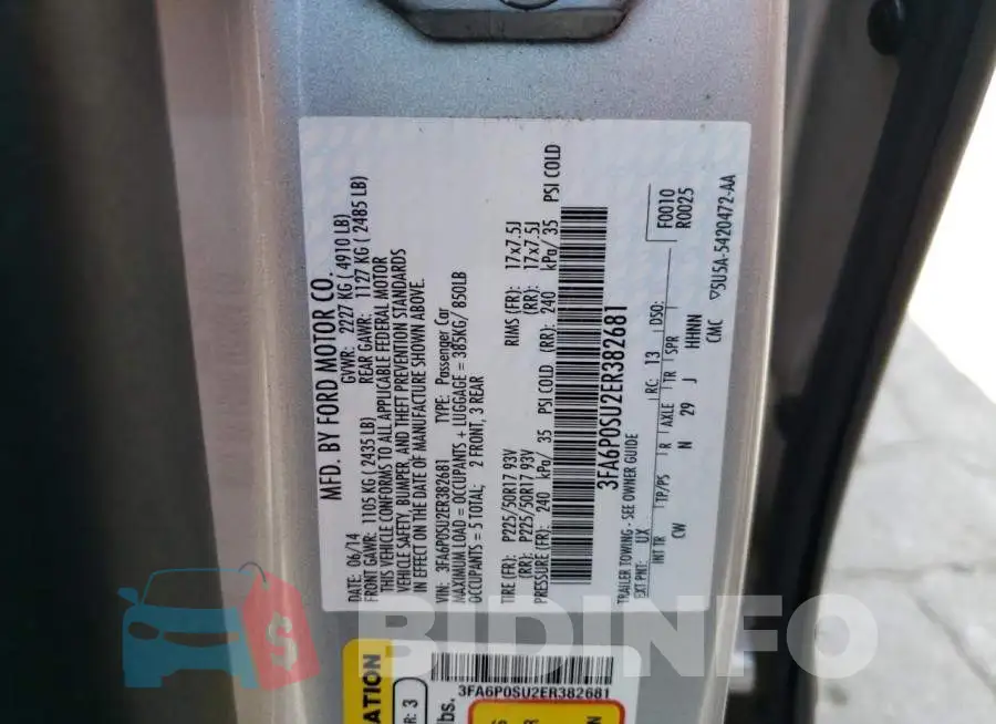 3FA6P0SU2ER382681 Photo# 12