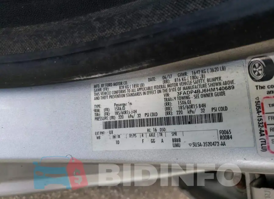 3FADP4BJ6HM140689 Photo# 12