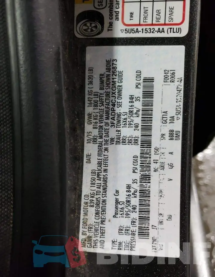 3FADP4CJXGM126873 Photo# 12