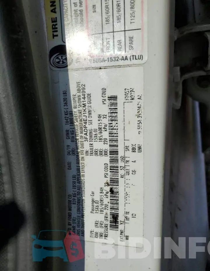 3FADP4EJ1KM144992 Photo# 12