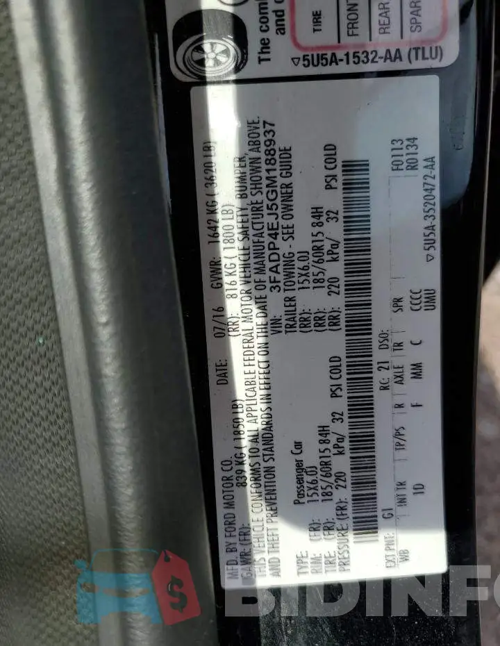 3FADP4EJ5GM188937 Photo# 12