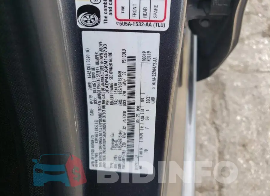 3FADP4EJ6KM145703 Photo# 12