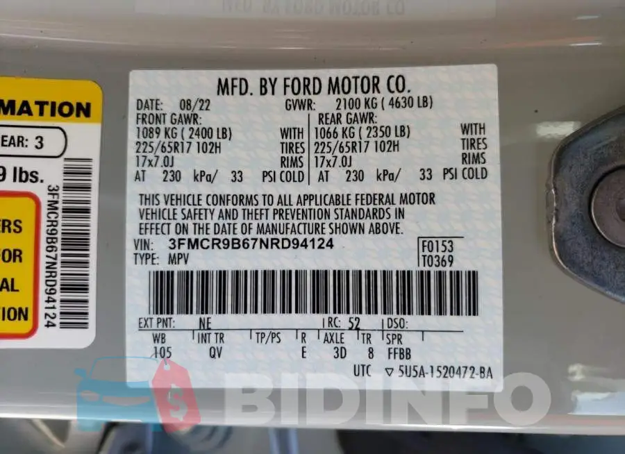 3FMCR9B67NRD94124 Photo# 12
