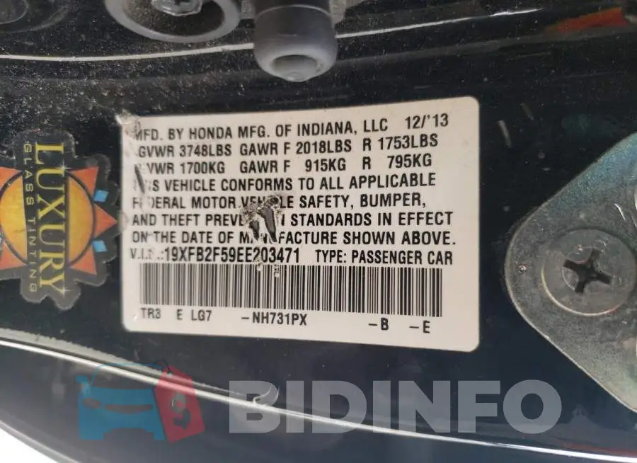 19XFB2F59EE203471 Photo# 13