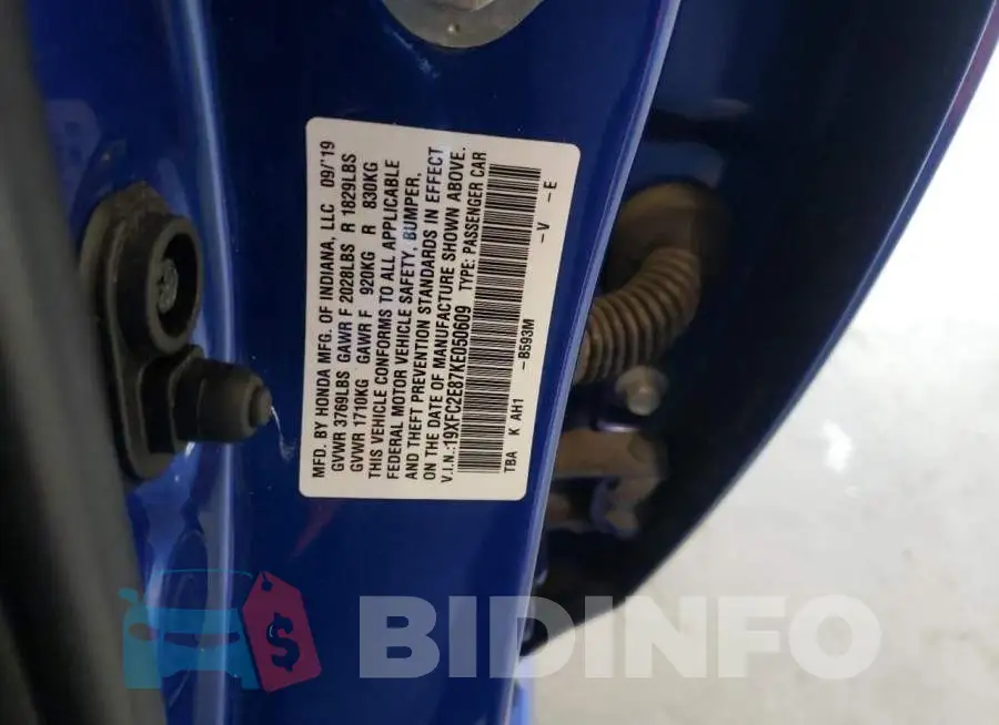 19XFC2E87KE050609 Photo# 12