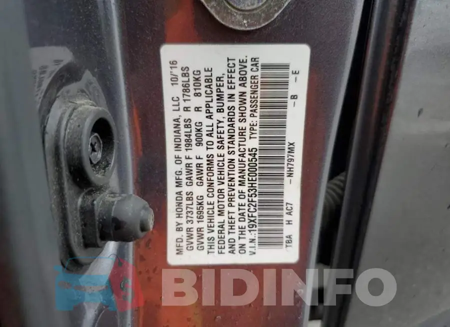19XFC2F53HE000545 Photo# 13