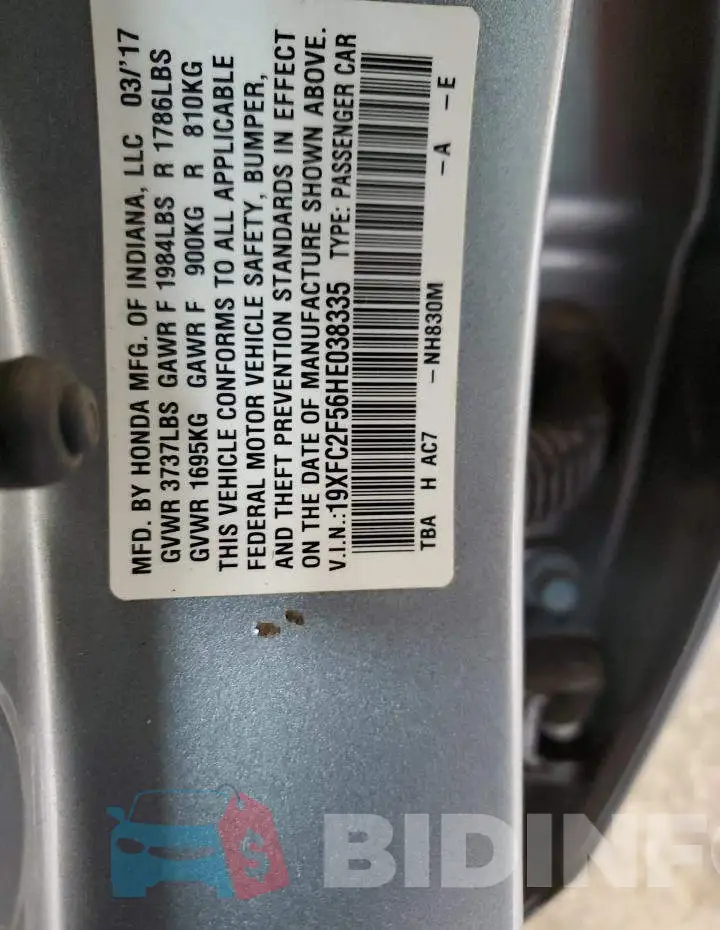 19XFC2F56HE038335 Photo# 13