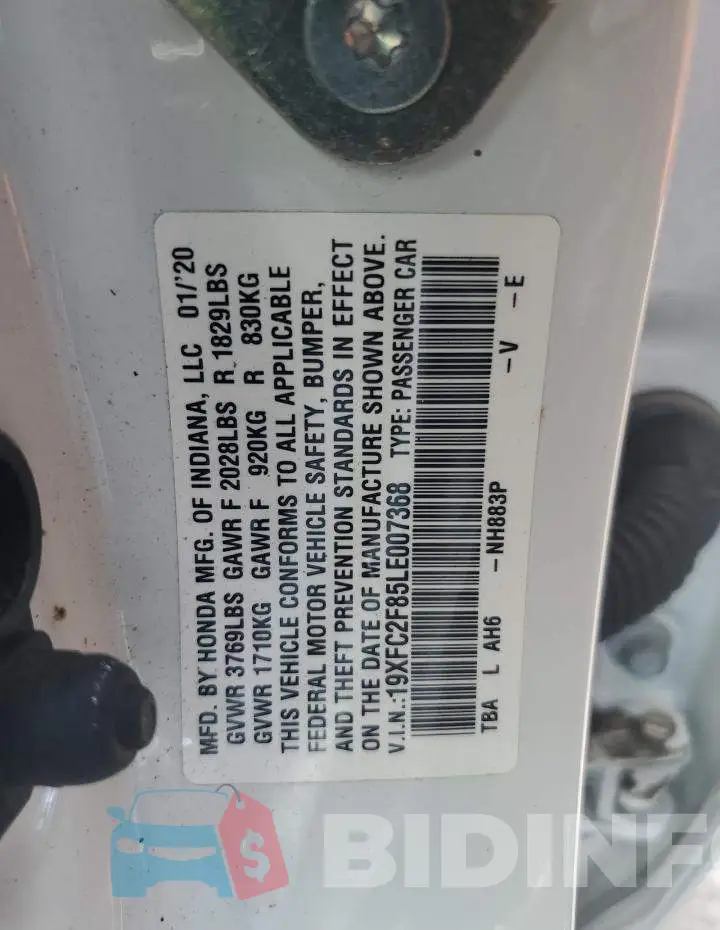 19XFC2F85LE007368 Photo# 12