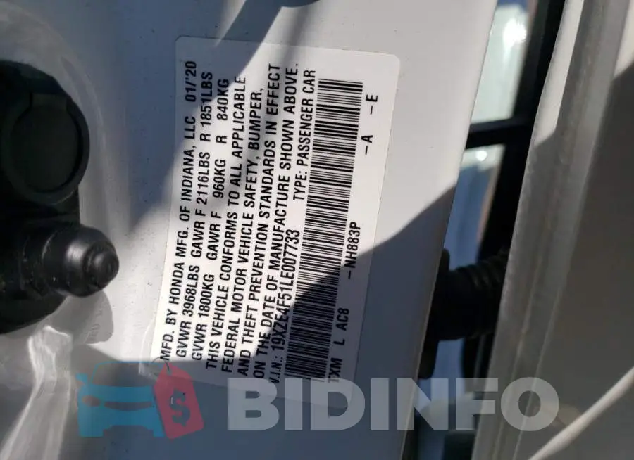 19XZE4F51LE007733 Photo# 12