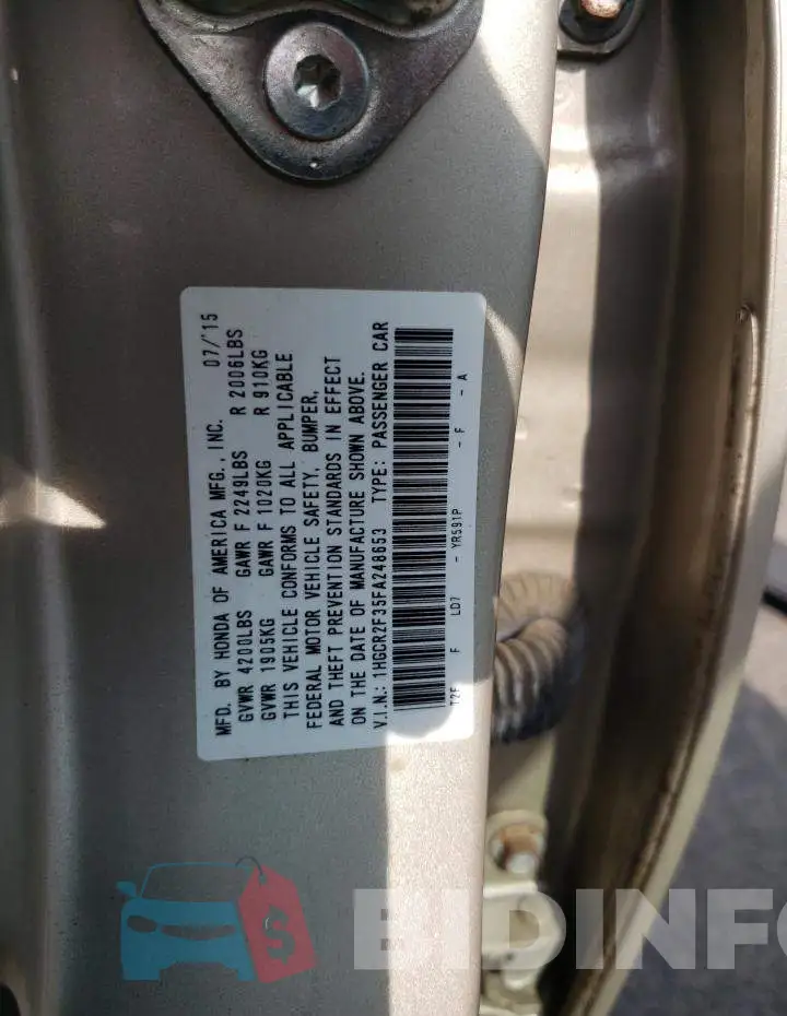 1HGCR2F35FA248653 Photo# 12