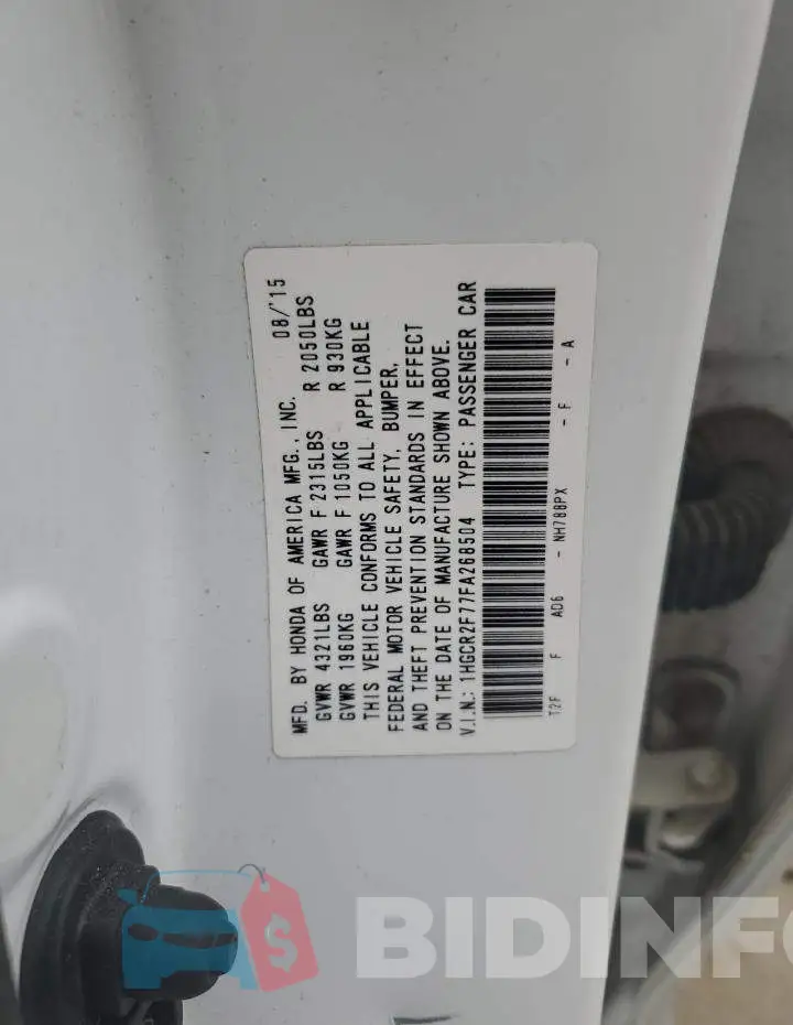 1HGCR2F77FA268504 Photo# 12