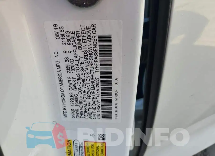 1HGCV1F41KA128227 Photo# 14