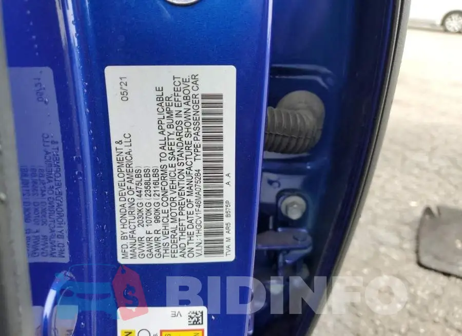 1HGCV1F46MA075284 Photo# 12