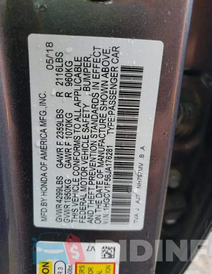 1HGCV1F56JA176281 Photo# 12