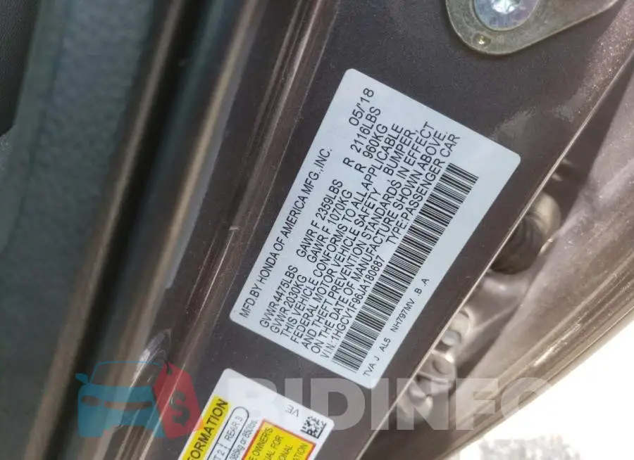 1HGCV1F96JA180687 Photo# 12