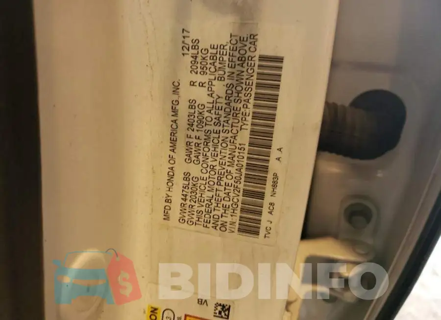 1HGCV2F50JA010151 Photo# 12