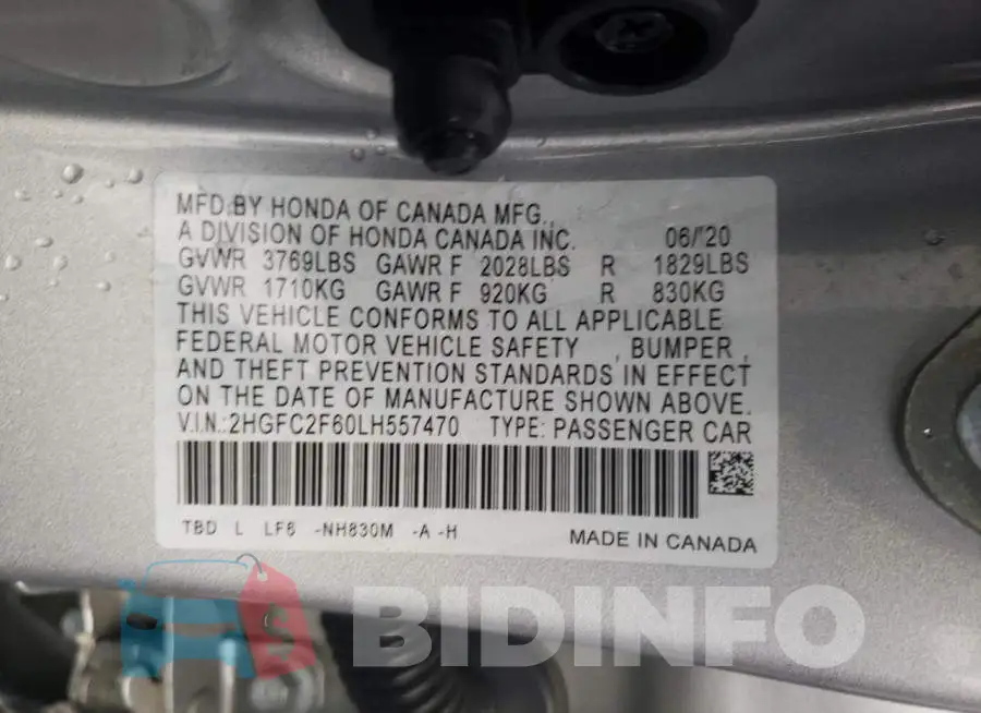 2HGFC2F60LH557470 Photo# 12