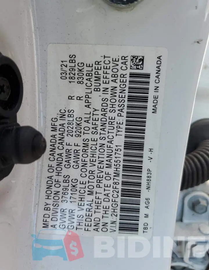 2HGFC2F87MH551751 Photo# 13