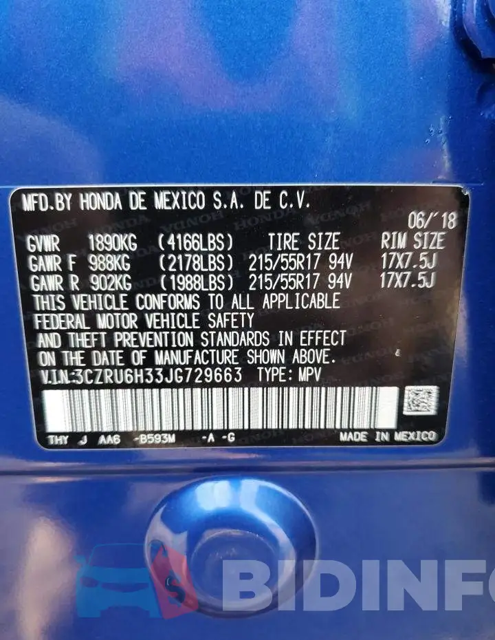 3CZRU6H33JG729663 Photo# 14