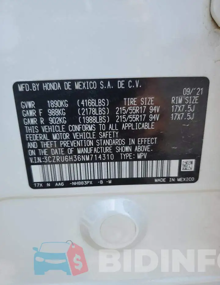 3CZRU6H36NM714310 Photo# 13