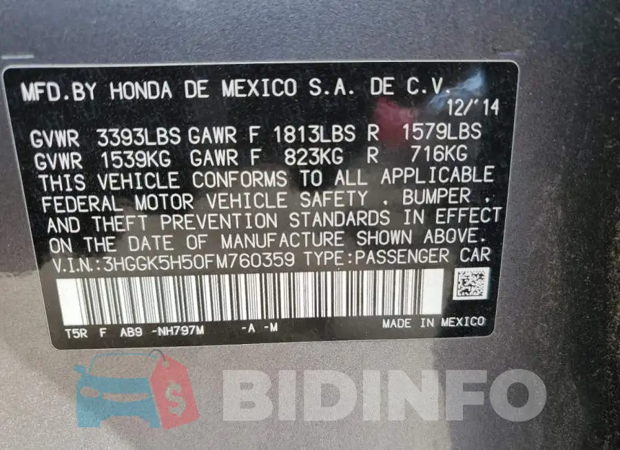 3HGGK5H50FM760359 Photo# 13
