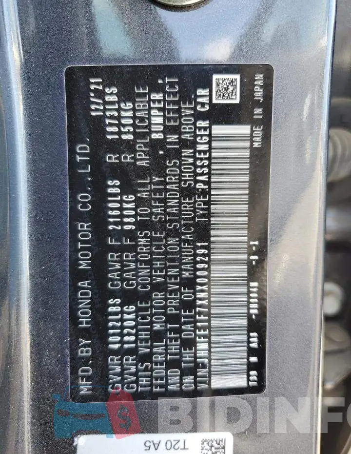 JHMFE1F7XNX009291 Photo# 12
