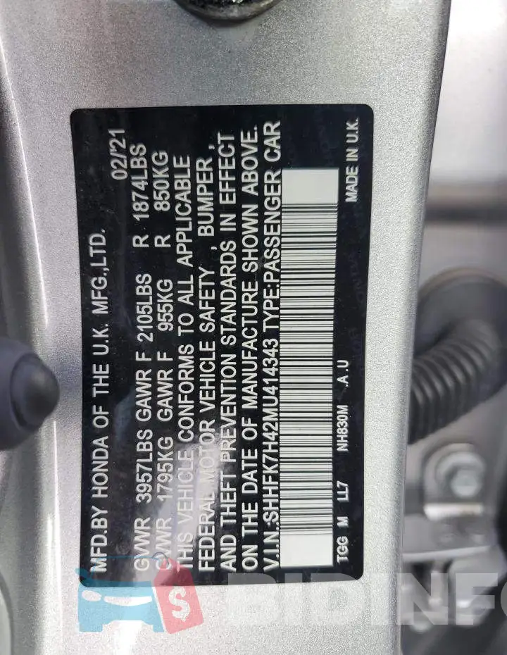 SHHFK7H42MU414343 Photo# 12