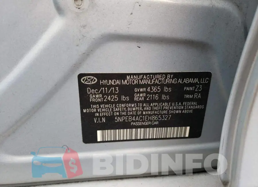 5NPEB4AC1EH865327 Photo# 10