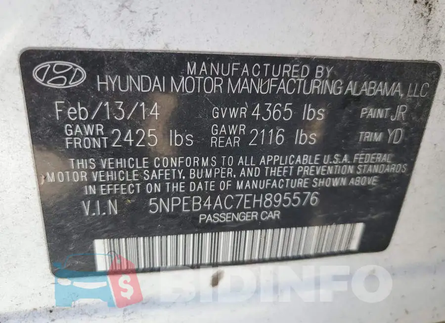 5NPEB4AC7EH895576 Photo# 12