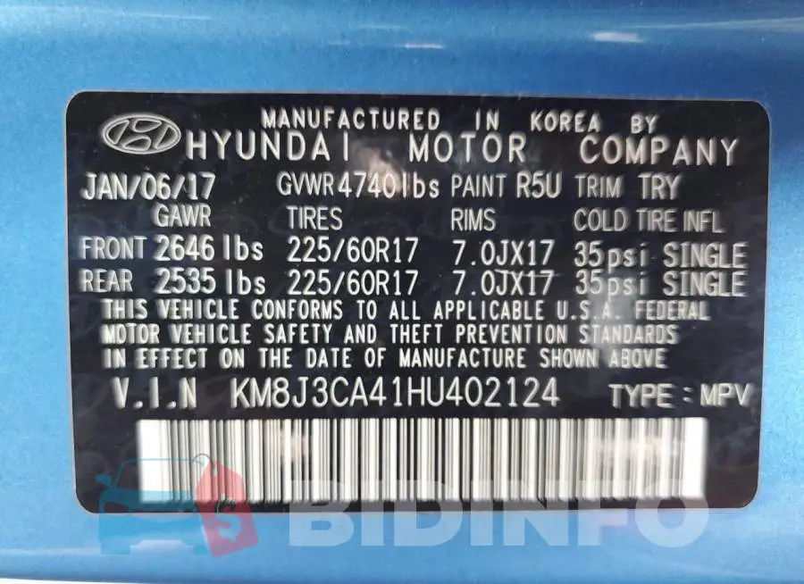 KM8J3CA41HU402124 Photo# 10